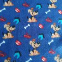 Polyester screen printed double side brushing FDY fleece fabric cartoon with puppy and bone