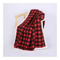 OEM service polyester pattern classic style  knitted Flannel sherpa fleece blanket